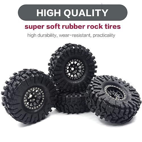 1.9 Crawler Tires RC Tires RC Rubber Tyre Set for 1/10 RC Crawler | RC Crawler Tyre with Foam Insert for SCX10 90046 SCX10 UTB18 TRX4 TRX6 Redcat Gen8 7VS4-10,Soft Rubber,Wear-resistant