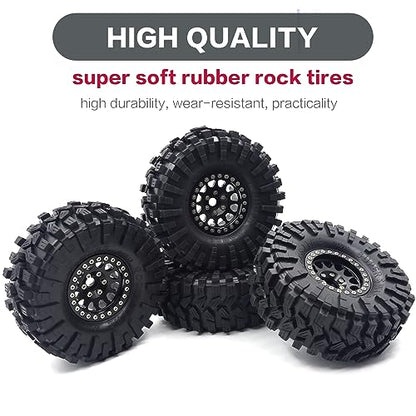 1.9 Crawler Tires RC Tires RC Rubber Tyre Set for 1/10 RC Crawler | RC Crawler Tyre with Foam Insert for SCX10 90046 SCX10 UTB18 TRX4 TRX6 Redcat Gen8 7VS4-10,Soft Rubber,Wear-resistant