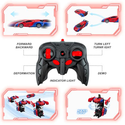 Spider Remote Control Car Toy for Boys, 2.4Ghz RC Transform Robot, 1:18 Scale One-Button Deformation 360°Rotation Car with Underbody Lights, Gifts for Boys Ages 3 4 5 6 7 8 9 10 11 12 - style: Spiderman