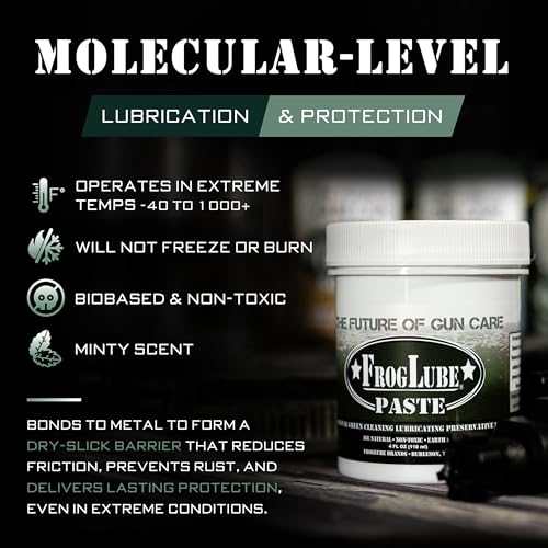 FrogLube Paste Gun Lubricant - Non Toxic Gun Grease - Lubricates & Protects | Minty Scent Gun Lube, Bonds to Metal & Prevents Carbon, Fouling, Lead, & Copper Build Up - Stays Cleaner Longer - size: 4oz