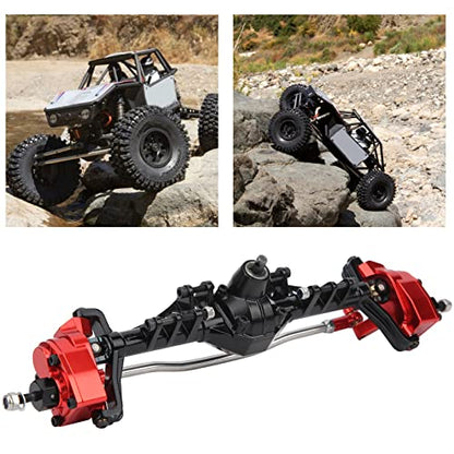 RC Front Axle Metal Remote Control Crawler Front Portal Axle Assembly for Axial Capra 1.9 UTB RC Car Upgrade Parts Aluminum Alloy Hardened Steel 250mm 465g 1Pc (Black Red)