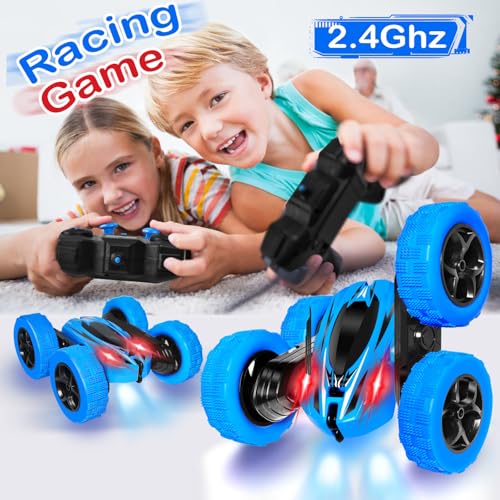 FREE TO FLY Remote Control Car Boys Toys: 360 Flip Rc Cars 2.4Ghz Double-Sided Rotating Stunt Car 6 7 8 9 10 11 12 Year Old Kids Girls Outdoor Indoor - color: Blue