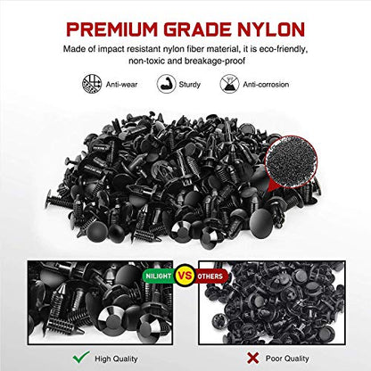 Nilight 240PCS Bumper Retainer Clips, Car Plastic Rivets Fasteners Remover Push Retainer Kit -Door Trim Panel Clips for Toyota GM Ford Honda Acura Chrysler,2 Years Warranty - color: 240Pcs Clips + Remover