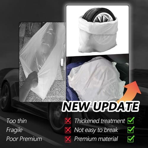 4PCS Extra-Large Tire Covers,Tear-Resistant LDPE Plastic Tire Bags for Storage & Transport Car Tires Wheel,Waterproof Dustproof Tire Storage Bag Car Accessories for Most Vehicles (4PCS) - size: 4PCS