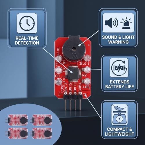 5PCS Lipo Battery Low Voltage Alarm Tester with Loud Buzzer LED for 2S 3S RC Drone Portable