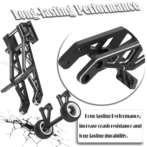 Aluminum Wing Mount & Wheelie Bar Set Upgrades Part for 1/8 Kraton 6S BLX(EXB),1/8 Notorious 6S BLX V6 Brushless RC Monster Trucks,RC Wheelie Bar Wing Mount Set,Replace ARA320758,Black - color: Black - (Aluminum Upgrades Part)