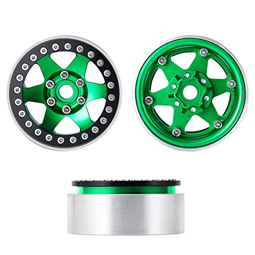 4PCS Aluminum 1.9" Beadlock Wheels Rims Upgrades for Axial SCX10 II, SCX10 III, TRX4 1/10th RC Crawler Car Accessories (Green) - color: Green