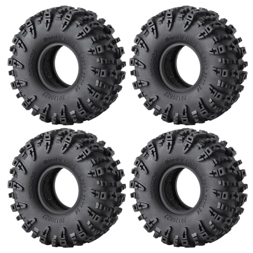 4PCS 1.0" Tires Crawler Mud Terrain Wheel Tires 64 * 24mm Soft Rubber Terrain Wheel Tires Set Compatible with TRX4M AX24 Axial SCX24 FCX24 Redcat Ascent-18 1/18 1/24 RC Crawler Car (A)