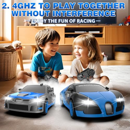 RC Drift Car, 1:24 4WD Drifting RC Cars 2.4GHz High Speed Remote Control Car with LED Light and Drift Tires Racing Toy Cars for Kids Boys Girls Adults, Blue - color: Blue