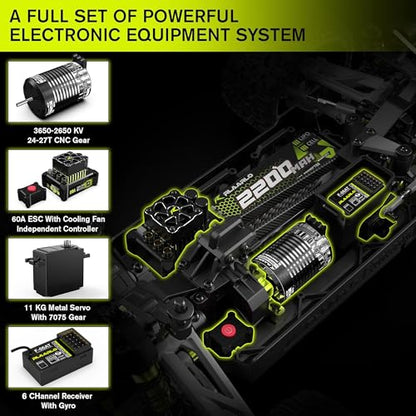 1/10 Brushless RC Cars, 50+ MPH, 4WD Trucks, Carbon Fiber, Ages 8+ | 60A ESC Monster Trucks, 3650 2650KV Brushless Motor, 3S LiPo, Gyro, CNC Central Differential, 11KG Metal Servo with 7075 Gear
