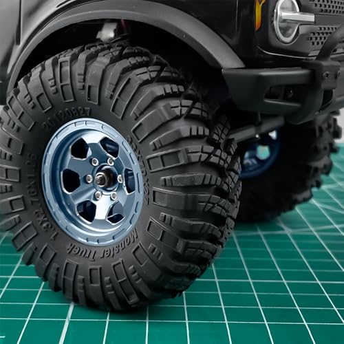 RCLIONS 1.3inch Aluminium Beadlock Wheel Hub Rims for TRX4M 1/18 SCX24 1/24 RC Crawler Car Upgrade Parts (Titanium) - color: Titanium