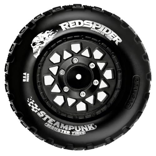 1/10 Scale RC Truck Tires 2.8inch Tire and Wheels with 12mm/14mm Hexes fit Stampede Arrma Big Rock Granite VORTEKS 3S Traxxas Slash, Stampede Rustler, Hoss (Black) - color: Black