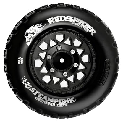 1/10 Scale RC Truck Tires 2.8inch Tire and Wheels with 12mm/14mm Hexes fit Stampede Arrma Big Rock Granite VORTEKS 3S Traxxas Slash, Stampede Rustler, Hoss (Black) - color: Black