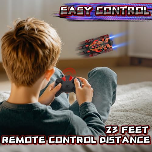 Wall Climbing Remote Control Car with Headlight | 360° Rotating RC Stunt Car, Rechargeable RC Cars Toys for 3 4 5 6 7 8-12 Year Old Boys Girls Kids - color: Black&red