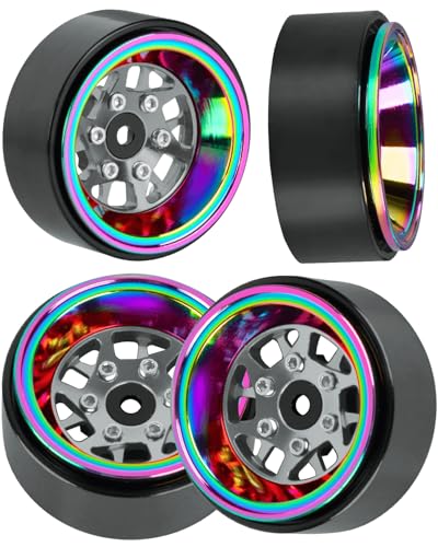RC 1.3" Beadlock Wheels 1.3 rc Wheels for RC Crawler 1/18 TRX4M,1/24 SCX24,Alloy Aluminium 1.3 Beadlock Wheels 1.3 rc Rims,4pcs,Titanium - color: Titanium(4pcs)