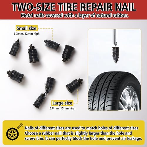 Tire Repair Glue Kit, 2-Pack 10 ml Rubber Cement with 8 Nails | Quick tire fix for cars, bikes, and motorcycles; strong seal, easy use, compact kit for emergencies