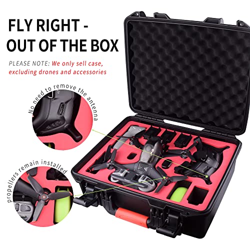 FPVtosky Professional Hard Case for DJI FPV [Case Only] - DJI FPV Drone Carrying Case Accessories - Fits 6 Batteries - Keep Props On, Black, Red, L, Compact