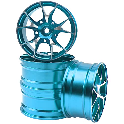 ShareGoo Metal Wheel Rims RC 12mm Hex Hubs 1/10 RC Drift On-Road Racing Touring Wheel Rim Compatible with HSP Tamiya Kyosho RedCat Sakura WLtoys Universal 1/10 RC Scales (Blue) - color: Blue