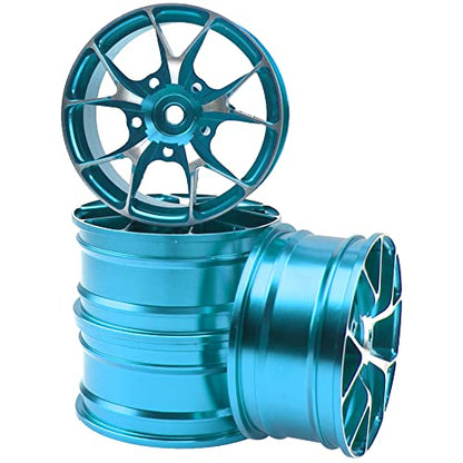 ShareGoo Metal Wheel Rims RC 12mm Hex Hubs 1/10 RC Drift On-Road Racing Touring Wheel Rim Compatible with HSP Tamiya Kyosho RedCat Sakura WLtoys Universal 1/10 RC Scales (Blue) - color: Blue