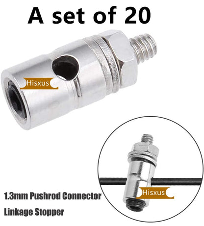 20Pcs Adjustable Pushrod Connector Linkage Stopper 1.3mm + 20Pcs Nylon Control Horns 21x10 mm + 20Pcs 304 Stainless Steel 1.2x210mm Z Push Rods Parts, Compatible for RC Airplane Plane - style: 1.2*210mm