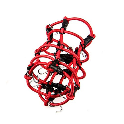 MOHERO 1/10 RC Elastic Luggage Net with Hook for 1:10th RC Vehicles RC Crawler Truck Car D90 TRX4 Roof Rack (Red) - color: Red