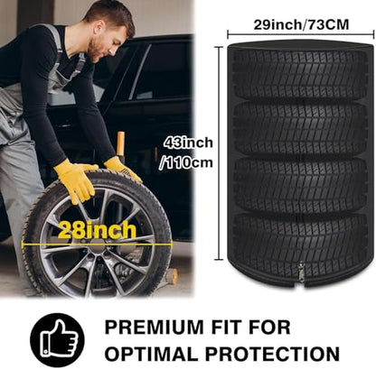 Tire Cover for Lexus RC 300/350/F，Heavy Duty 420D Outdoor Tire Storage Waterproof All Seasonal Protection, with Waterproof Zipper (Holding 4 Tires Within 28 Inch Diameter)