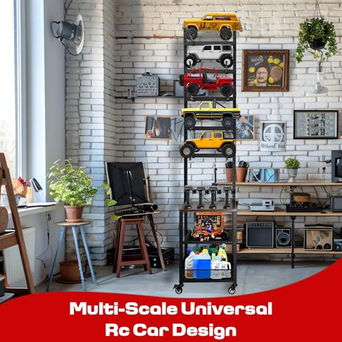 RC Car Stand, Adjustable RC Car Storage Rack, Heavy Duty Shelf for Remote Control Cars & Aceesories, Multi-Layer Workstation Rack