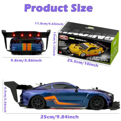 HTURCCOP 1:20 RC Drift Car 2.4GHz 4WD High Speed Drift Remote Control Cars Vehicle with LED Lights and Drifting Tires Batteries x2 Racing Sport Toy Cars for Boys Girls Kids (Purple) - color: Purple