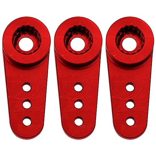 3Pack Aluminum 15T Servo Arm RC Mini Servo Horns Compatible with Emax ES08MA Servo Fit for Axial SCX24 1/24 RC Crawler (Red) - color: Red