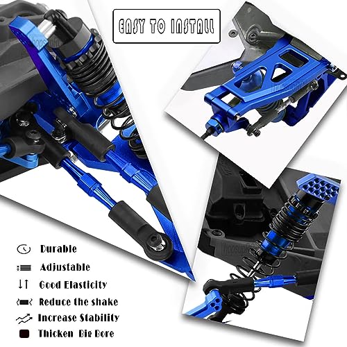 Upgrades for 1/10 Rustler/Slash/Stampede 4x4,RC Shocks&Steel Drive Shaft CVD&Adjustable Turnbuckles Camber Links&A Arm&Caster Block,Steering Blocks,Stub Axle Carriers,Wheel Hex&Hex Hub,Blue - color: (1Set)Navy Blue