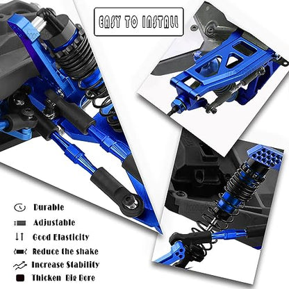 Upgrades for 1/10 Rustler/Slash/Stampede 4x4,RC Shocks&Steel Drive Shaft CVD&Adjustable Turnbuckles Camber Links&A Arm&Caster Block,Steering Blocks,Stub Axle Carriers,Wheel Hex&Hex Hub,Blue - color: (1Set)Navy Blue