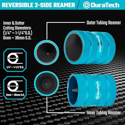 DURATECH Inner & Outer Tubing and Pipe Reamer, Pipe Deburring Tool | Pipe Blevering Tool, Ideal for Copper, Stainless Steel, PVC, Brass, Aluminum, Soft Metal Pipes from 1/4" to 1-1/4" O.D. - size: Small