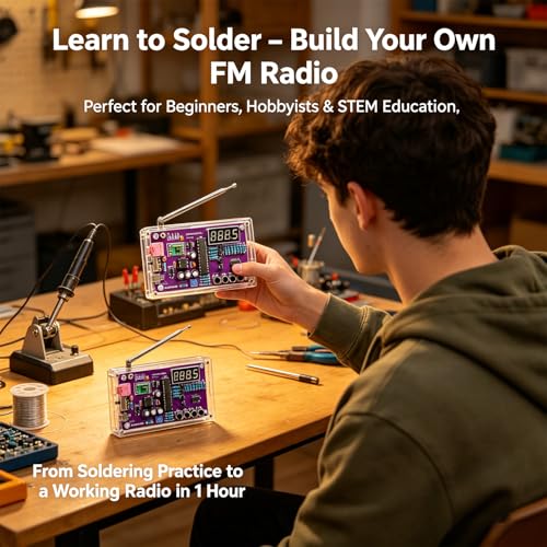 FM Radio Kit Soldering Practice Kit DIY Electronic Kits 87-108MHz FM Radio DIY Kit Digital DIY Soldering Project Kit ISolderStore