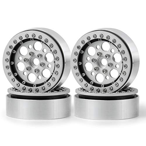 Aluminum Alloy 2.2" Beadlock Wheels Rims for 1/10th Scale RC Crawler Car -Pack of 4pcs (Silver)