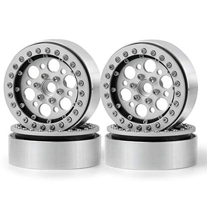 Aluminum Alloy 2.2" Beadlock Wheels Rims for 1/10th Scale RC Crawler Car -Pack of 4pcs (Silver)