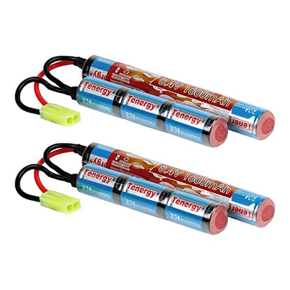 Tenergy 2 Pack of 8.4V 1600mAh NiMH Nunchuck Battery Packs w/Mini Tamiya Connector High Discharge Rate Stick Shape Butterfly Battery - size: 2 Battery Packs