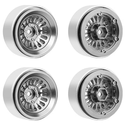 CNC 1.3" Beadlock Wheel Rim for SCX24 1/24 TRX4M Ascent18 1/18 RC Crawler Aluminium Upgrade Part (Gray) - color: Gray