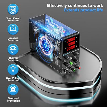 DC Power Supply Variable, 0-30V 0-10A Adjustable Switching DC Regulated Bench Power Supply with High Precision 4-Digit LED Display, 5V/2A USB Port, Coarse and Fine Adjustment SPS-3010 - color: SPS(Red LED), size: 30V 10A