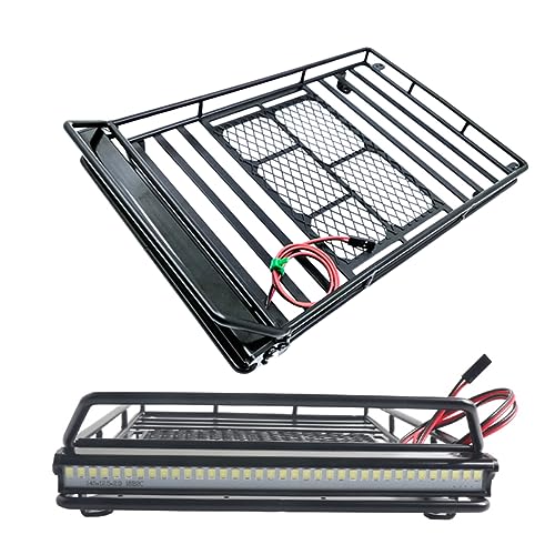 1:10 Car Luggage Bracket Roof Rack with LED Light for Crawler Cars Universal Storage Solution for RC Vehicles