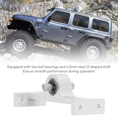 Aluminum Alloy 70mm Transfer Case Transmission Gearbox with 5mm Steel D Shaped Shaft for 1/10 RC Crawler Upgrade Parts (Silver) - color: Silver