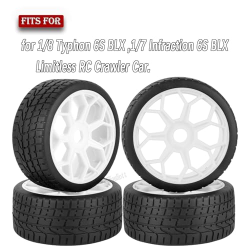 RC Wheels Tires for 1/8 Typhon 6S BLX,1/7 Infraction 6S BLX,Limitless,RC Highway Tires Wheels Soft Tires Truck Tire Highway Tires,White - color: White - (Rc Wheels Tires)