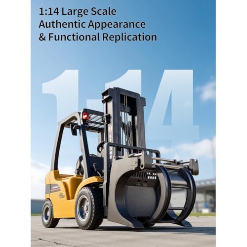 1577 1/10 RC Forklift with Trailer, 2.4G Proportional Alloy 1577 Remote Control Forklift with Liftable Fork/Grabber Attachment, RC Engineering Vehicle, Gift Collectibles - style: 1/10 RC Forklift with Trailer