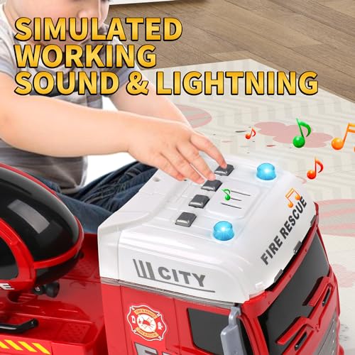 Dwi Dowellin 25.6" Semi Truck Toy with Racing Car and Helicopter for Kids Toddlers - Fire Toys,Birthday Gifts for Boy Toddler Child 2 3 4 5 6 Years Old - style: Fire Truck