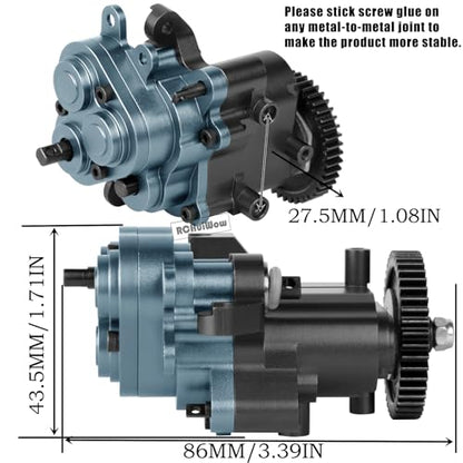 RC Aluminium Gearbox Upgrades Part for 1/10 TRX4 TRX6 RC Crawler,Alloy Transmission Case 2 Speed Transmission Box Gear Box w/Steel Gear Hops up,Titanium & Black - color: Titanium&black(1set)