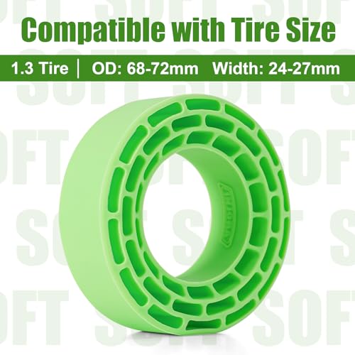 INJORA Silicone Rubber Inserts for 68-72mm 1.3" Tires, 4pcs (Green) - color: Green