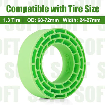 INJORA Silicone Rubber Inserts for 68-72mm 1.3" Tires, 4pcs (Green) - color: Green