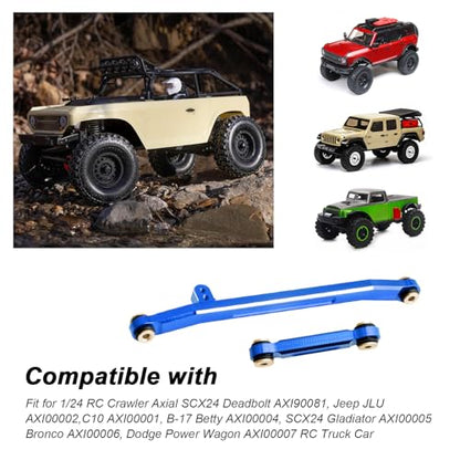 Hobbypark Aluminum Steering Rod Tie Links High-Tightening Linkage for Axial SCX24 Gladiator Bronco C10 JLU Deadbolt B17 1/24 RC Crawler (Blue) - color: Blue