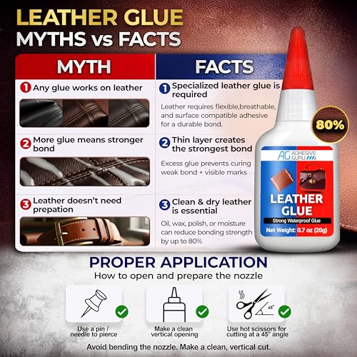Adhesive Guru Leather Glue (2x0.7 oz) Super Glue for Purses, Sofas and Furniture Repair Ideal for DIY, Upholstery and Leathercraft. Waterproof, Compitable with Aerosol Accelerator - 2 Pack - size: 2 Pack, style: Leather Glue