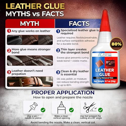 Adhesive Guru Leather Glue (2x0.7 oz) Super Glue for Purses, Sofas and Furniture Repair Ideal for DIY, Upholstery and Leathercraft. Waterproof, Compitable with Aerosol Accelerator - 2 Pack - size: 2 Pack, style: Leather Glue