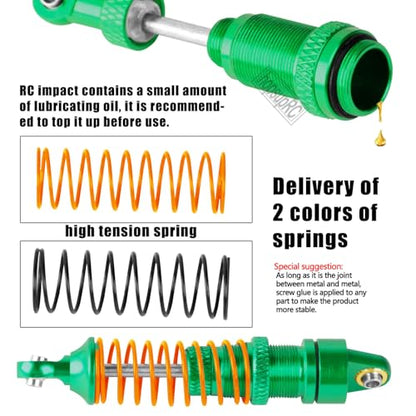 Alloy Metal Shocks&Drive Shaft Axles&Suspension Arms&Steering Block&Camber Links Toe Links&Gearbox&Body Posts Mount&Shock Tower Upgrades Parts for 1/18 LaTrax Teton Desert Prerunner,Green - color: Green(for 1/18)